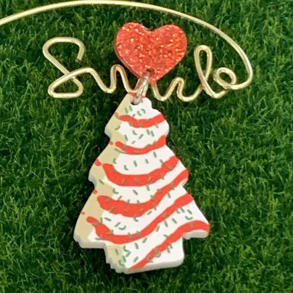 Snack Cake Tree, Christmas Earring, Holiday Earring, Funny Food Earring, Tree - Picture 2 of 5